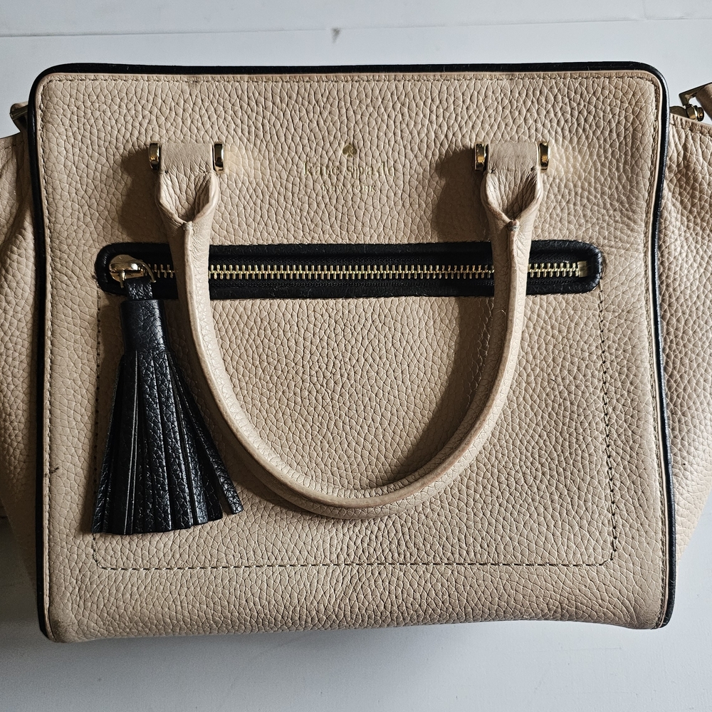 Kate Spade Tan Satchel with Black Details
